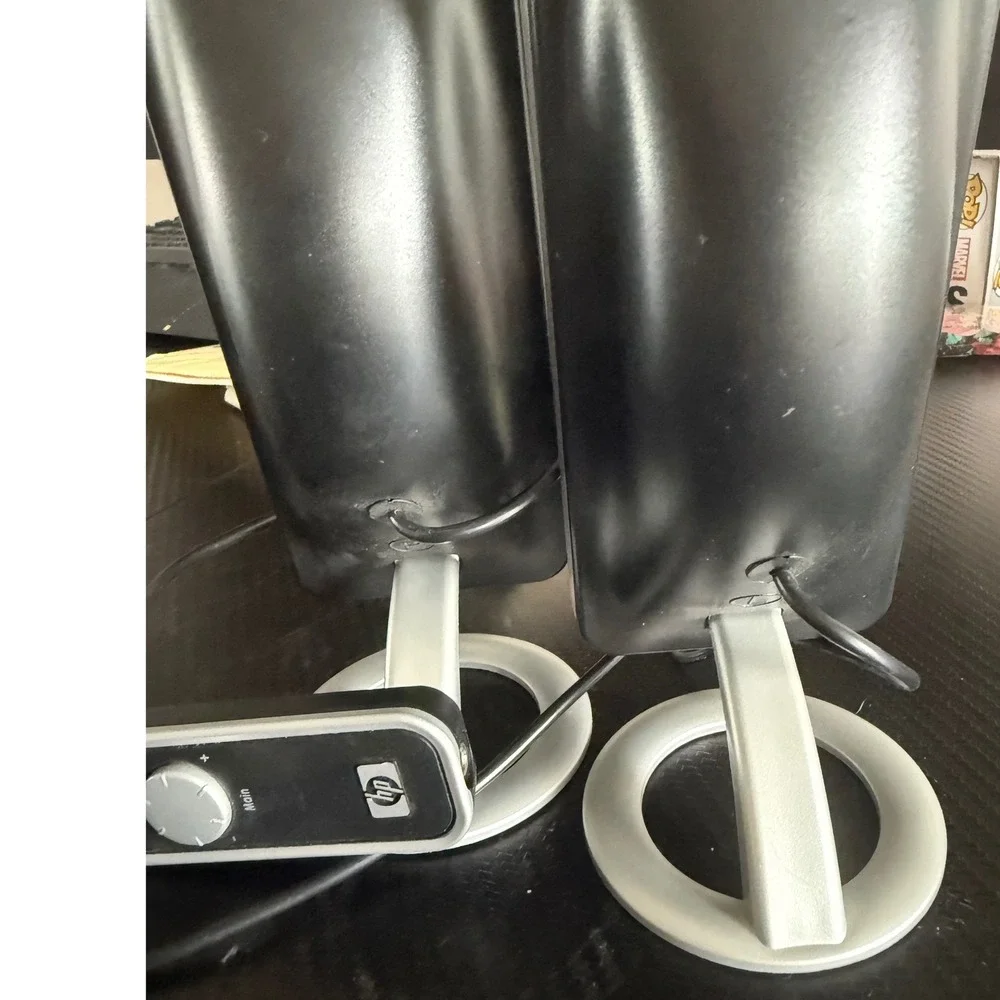 HP Powered Multimedia Computer Speakers Desktop Audio Volume Control Pod Set